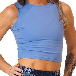 CVG Fitted Crop Top, Blue Sleeveless Tank Top, Size Medium